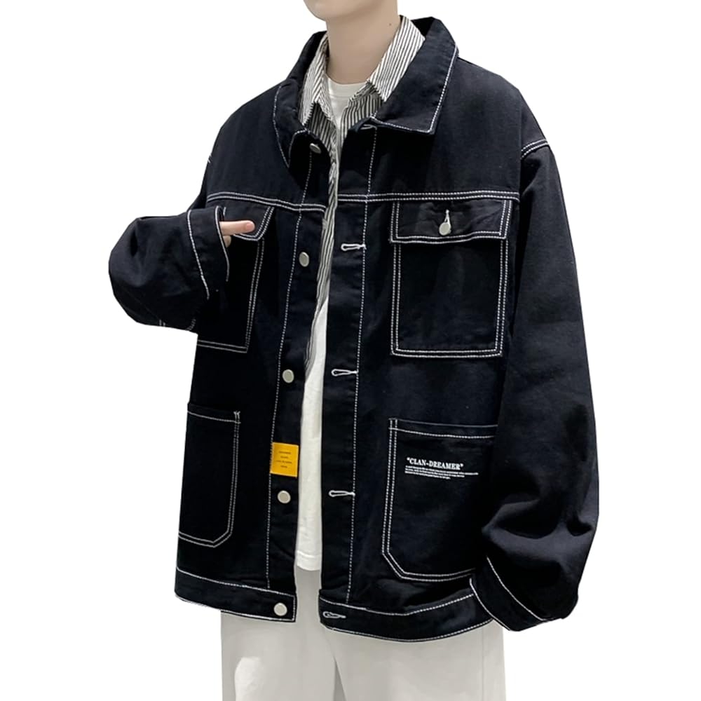 ジャケット・アウター saku Amazon | [Sakunaca] メンズ Gジャン デニムジャケット ピンク